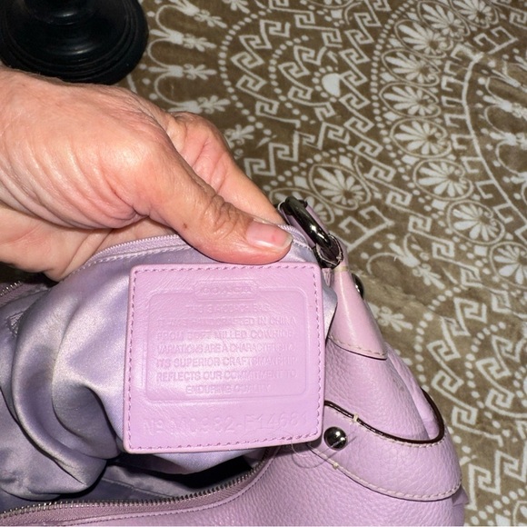 COACH Penelope Purple Pebbled Leather Medium Hobo Handbag F14680 - Picture 11 of 13